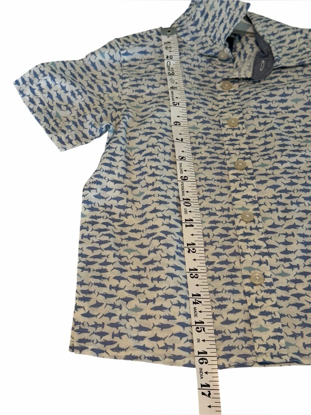OshKosh Shark Print Button Front Shirt 3T NWT Blue White Cotton Toddler
